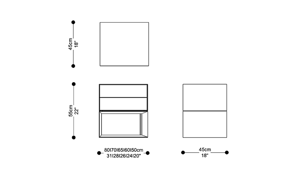 Image of the main dimensions of the product